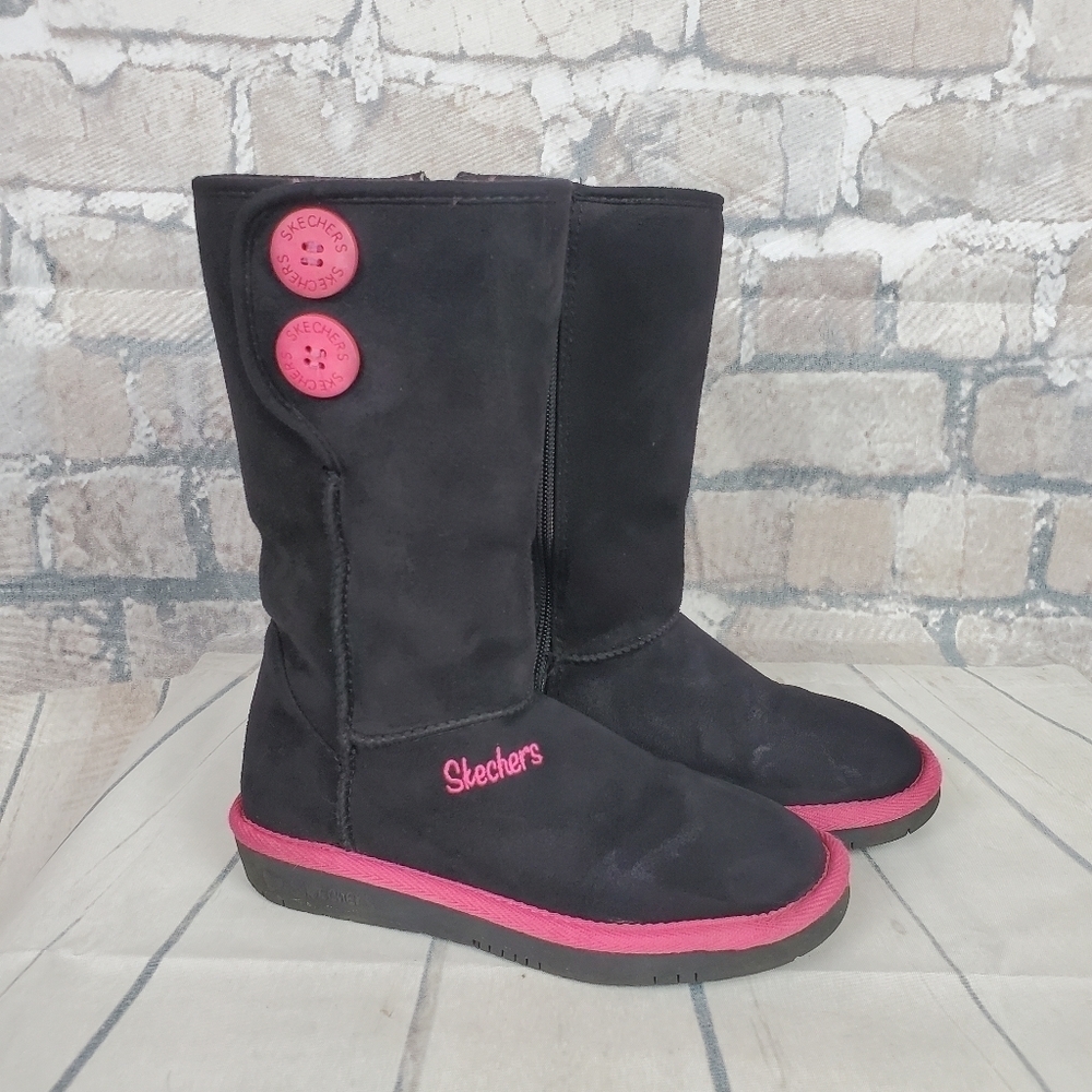 Sketchers Glamslam Button Beauties Black Pink Size 1